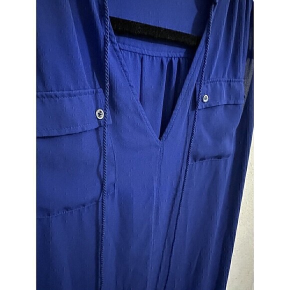 J. Crew Dress Size 8 Womens Blue Sleeveless Collared Lightweight Midi Pockets - Picture 4 of 5